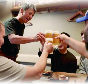 Guests enjoying a yakitori party